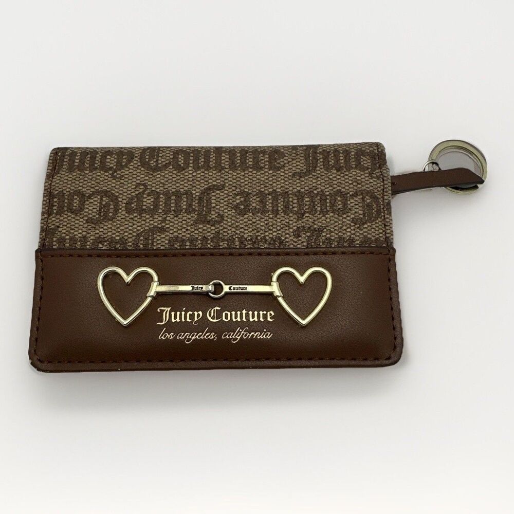 Juicy Couture Wallet Bi-Fold Heart to Heart Brown Gold Los Angeles California